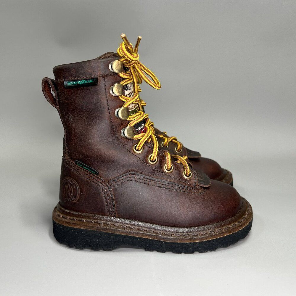 Georgia Boot Kids Size 8.5 Insulated Waterproof Brown Leather Outdoor Work Boots